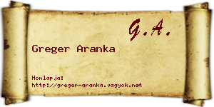Greger Aranka névjegykártya